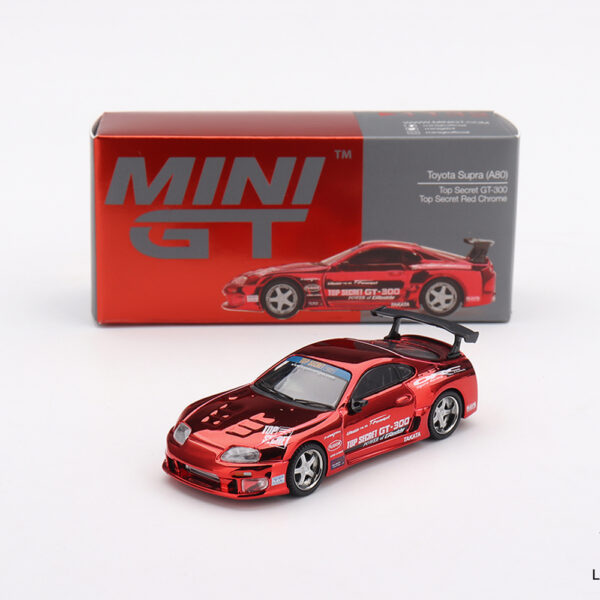 Mini GT 1/64 Toyota Supra (A80) Top Secret GT-300 Top Secret Red Chrome MGT01132 - Görsel 1