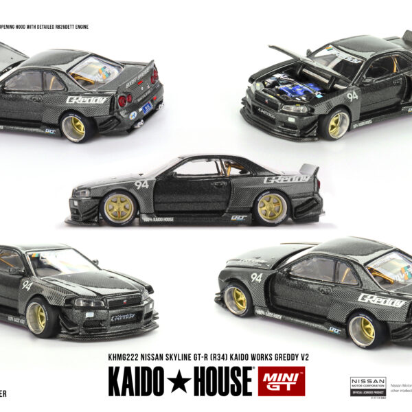 Mini GT 1/64 KaidoHouse Nissan Skyline GT-R (R34) Kaido Works GReddy V2 KHMG222