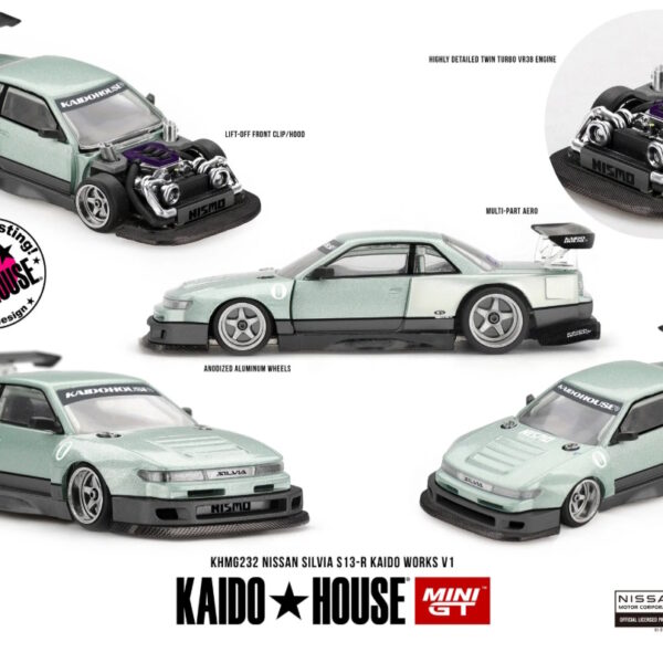 Mini GT 1/64 Kaido House Nissan Silvia S13-R KAIDO WORKS V1 KHMG232 - Görsel 1